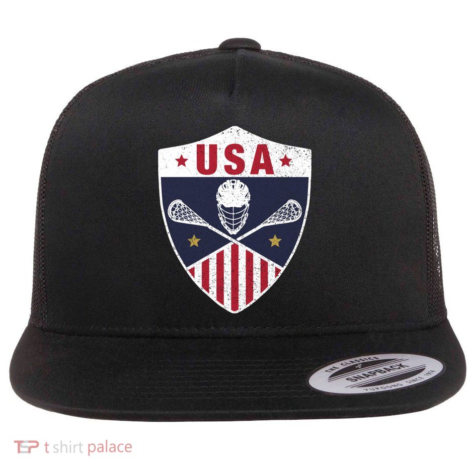 Retro American Lacrosse I Proud USA Lax Player Gift Flatbill Hat