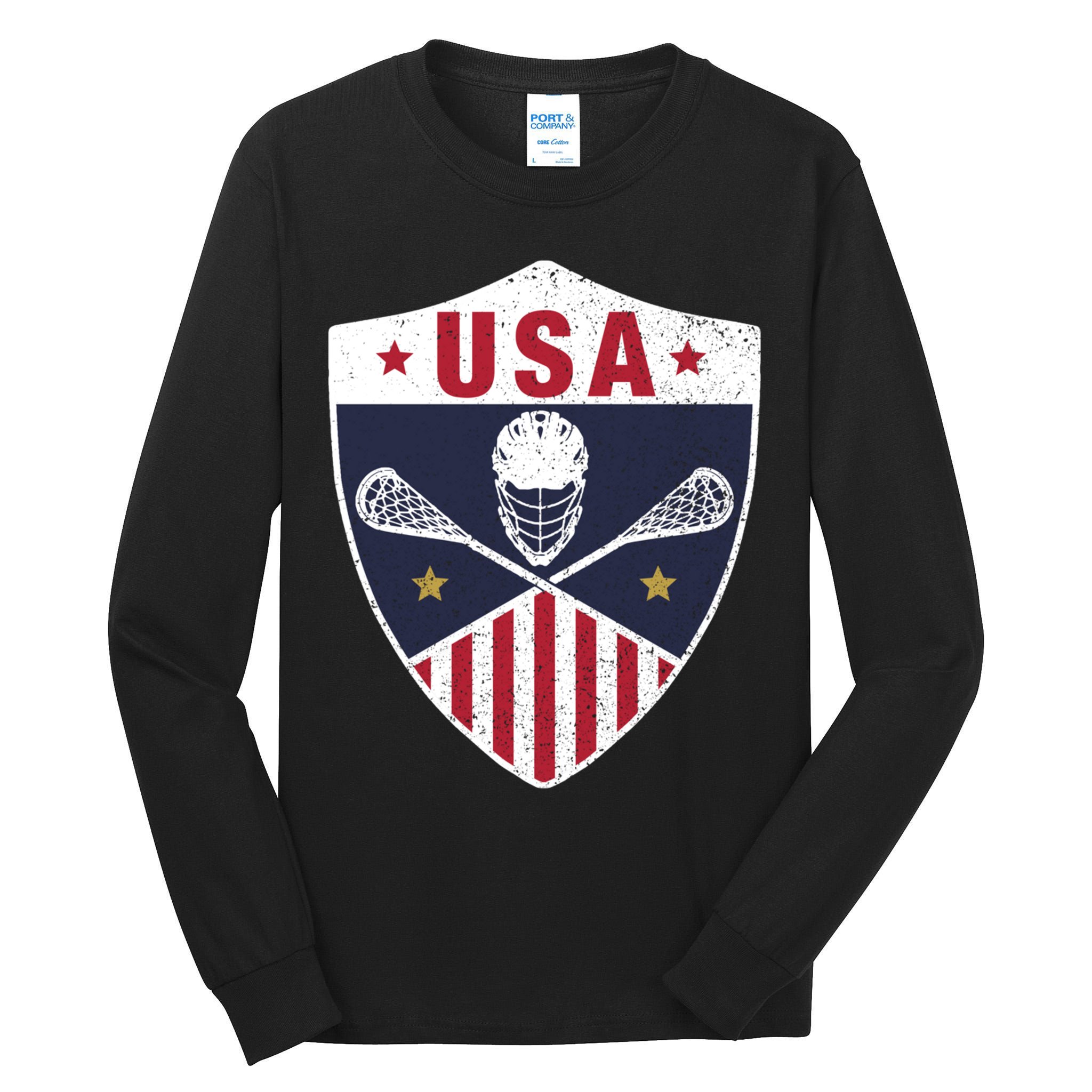 Retro American Lacrosse I Proud USA Lax Player Gift Tall Long Sleeve T-Shirt