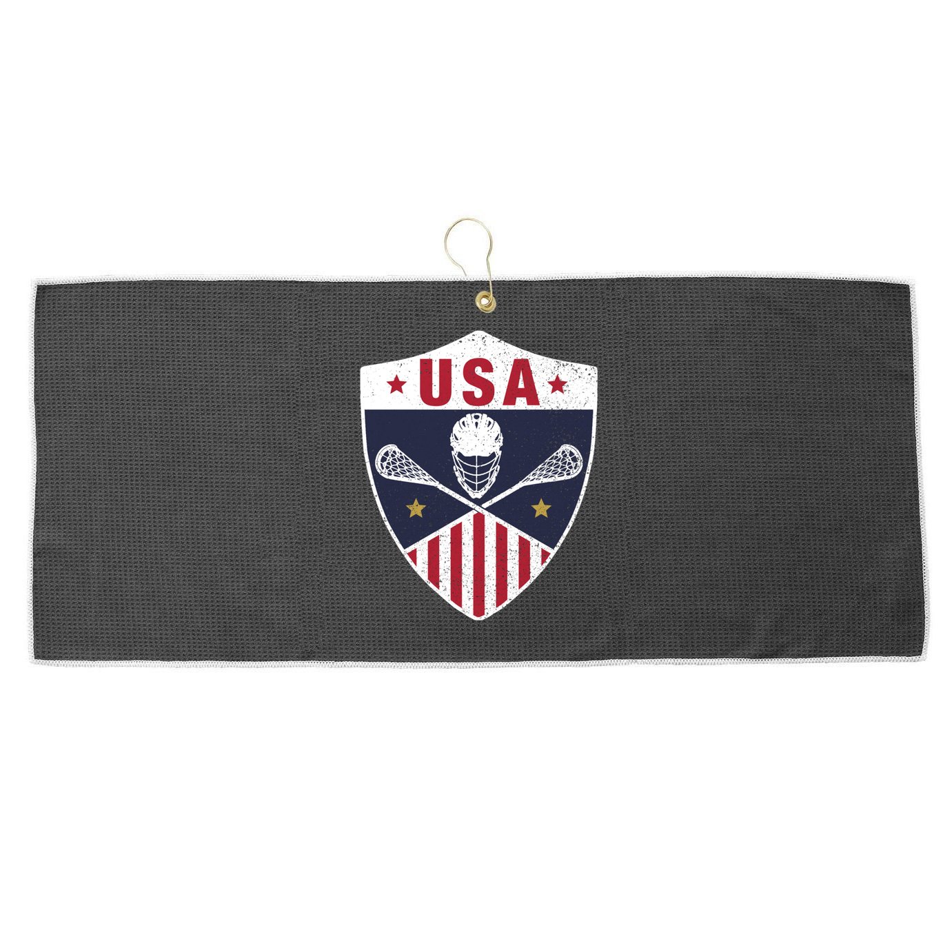 Retro American Lacrosse I Proud USA Lax Player Gift Large Microfiber Waffle Golf Towel