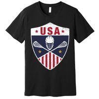 Retro American Lacrosse I Proud USA Lax Player Gift Premium T-Shirt