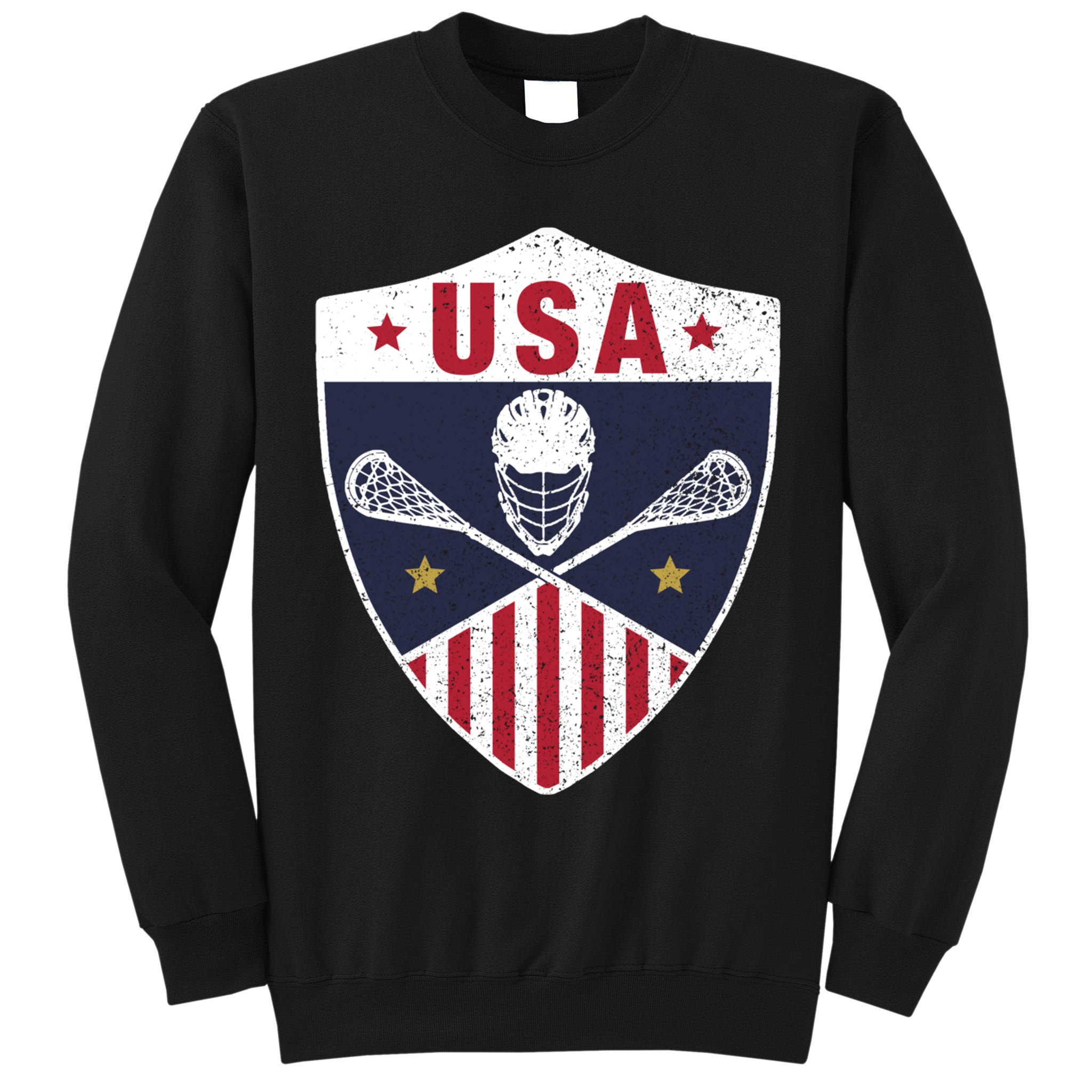 Retro American Lacrosse I Proud USA Lax Player Gift Tall Sweatshirt