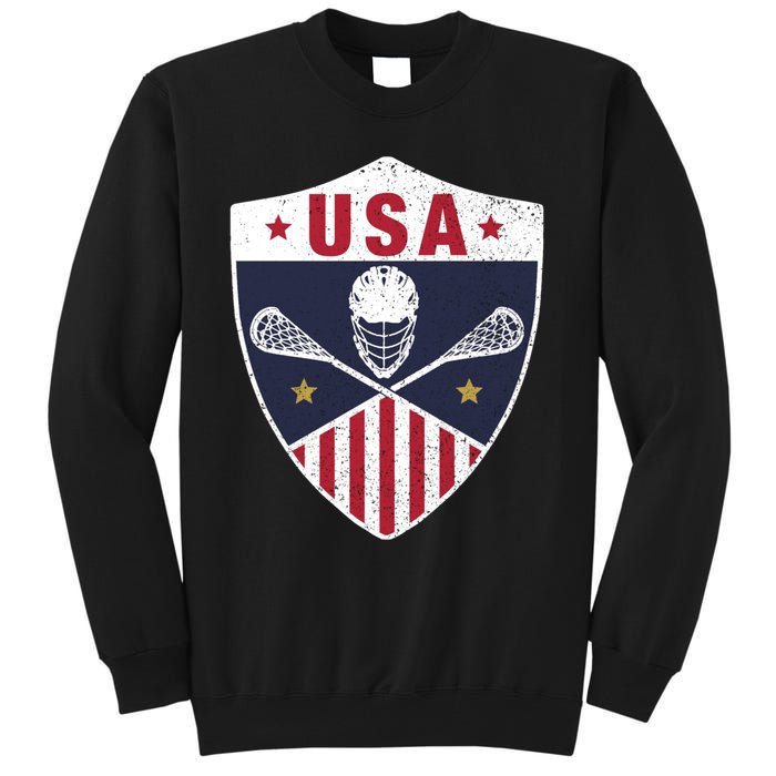 Retro American Lacrosse I Proud USA Lax Player Gift Tall Sweatshirt