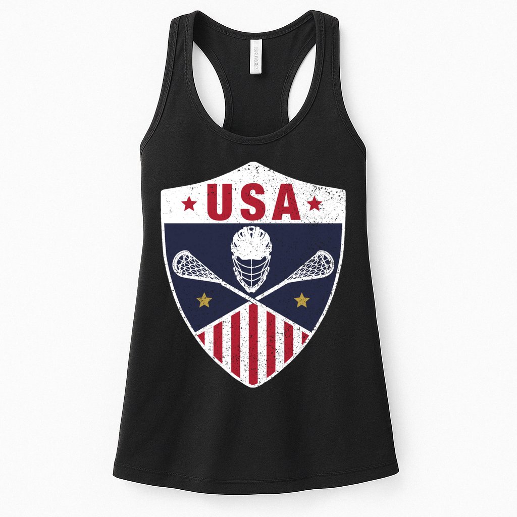 Retro American Lacrosse I Proud USA Lax Player Gift Womens Tank Top