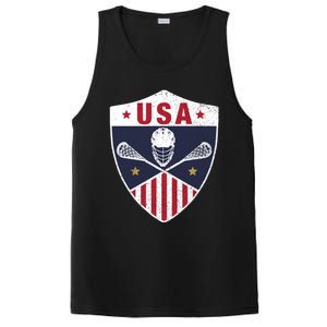 Retro American Lacrosse I Proud USA Lax Player Gift PosiCharge Competitor Tank