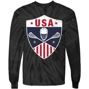 Retro American Lacrosse I Proud USA Lax Player Gift Tie-Dye Long Sleeve Shirt