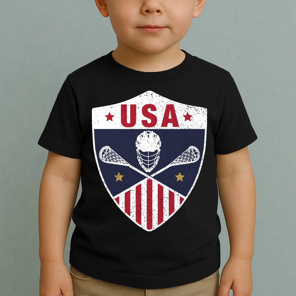 Retro American Lacrosse I Proud USA Lax Player Gift Toddler T-Shirt