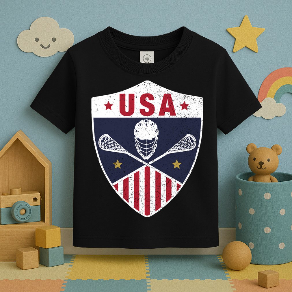 Retro American Lacrosse I Proud USA Lax Player Gift Toddler T-Shirt