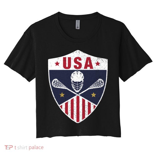 Retro American Lacrosse I Proud USA Lax Player Gift Crop Top