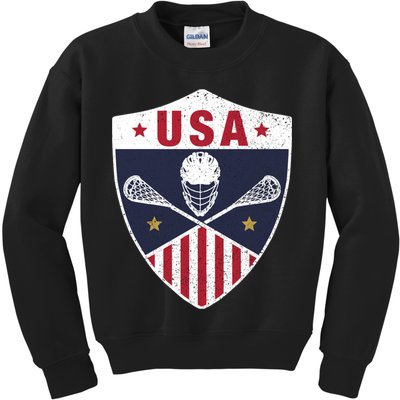 Retro American Lacrosse I Proud USA Lax Player Gift Kids Sweatshirt