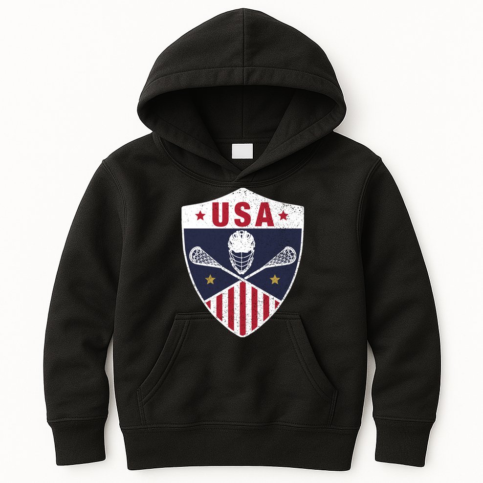 Retro American Lacrosse I Proud USA Lax Player Gift Kids Hoodie