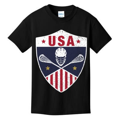 Retro American Lacrosse I Proud USA Lax Player Gift Kids T-Shirt
