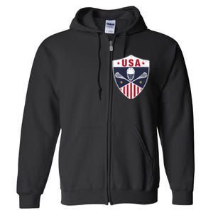 Retro American Lacrosse I Proud USA Lax Player Gift Full Zip Hoodie