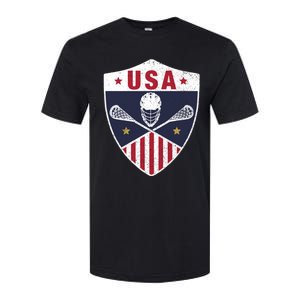 Retro American Lacrosse I Proud USA Lax Player Gift Softstyle CVC T-Shirt