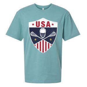 Retro American Lacrosse I Proud USA Lax Player Gift Sueded Cloud Jersey T-Shirt