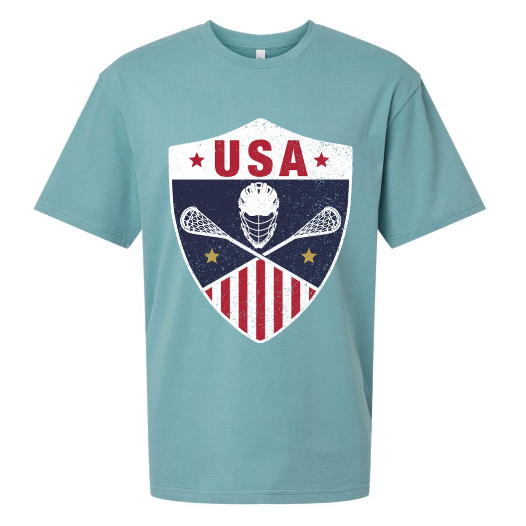 Retro American Lacrosse I Proud USA Lax Player Gift Sueded Cloud Jersey T-Shirt