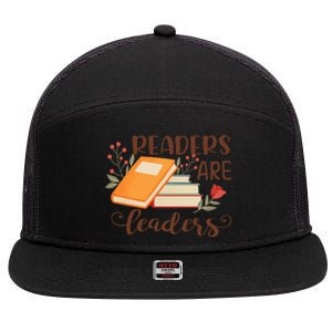 Readers Are Leaders Reading Books Gift 7 Panel Mesh Trucker Snapback Hat