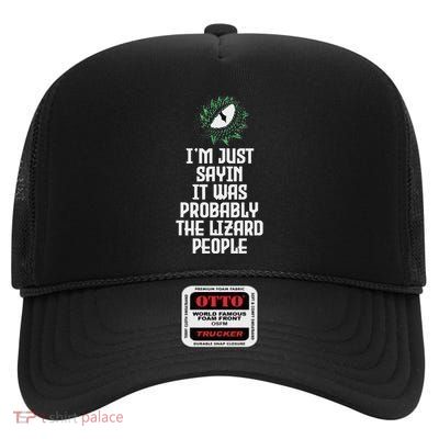 Reptilian Agenda Lizard People Conspiracy Heory Gift High Crown Mesh Back Trucker Hat