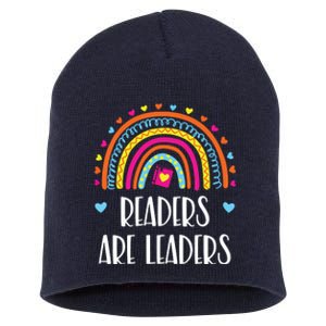 Readers Are Leaders Rainbow Book Lovers Short Acrylic Beanie