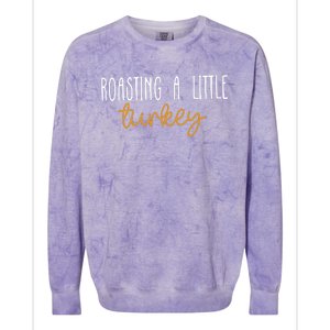 Roasting A Little Turkey Thanksgiving Fall Pregnancy Announcement Colorblast Crewneck Sweatshirt