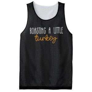 Roasting A Little Turkey Thanksgiving Fall Pregnancy Announcement Mesh Reversible Basketball Jersey Tank