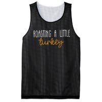 Roasting A Little Turkey Thanksgiving Fall Pregnancy Announcement Mesh Reversible Basketball Jersey Tank