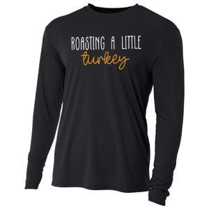 Roasting A Little Turkey Thanksgiving Fall Pregnancy Announcement Cooling Performance Long Sleeve Crew