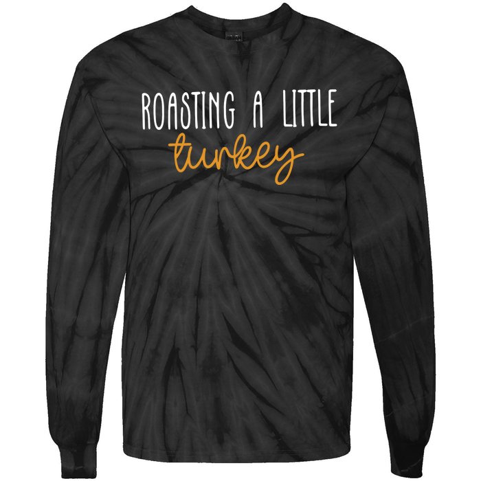 Roasting A Little Turkey Thanksgiving Fall Pregnancy Announcement Tie-Dye Long Sleeve Shirt