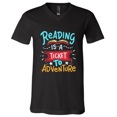 Reading Adventure Library Student Teacher Book Gift V-Neck T-Shirt