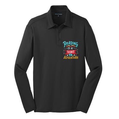 Reading Adventure Library Student Teacher Book Gift Silk Touch Performance Long Sleeve Polo