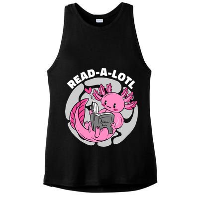 Read A Lotl Axolotl Cute Funny Reading Book Lover Ladies PosiCharge Tri-Blend Wicking Tank