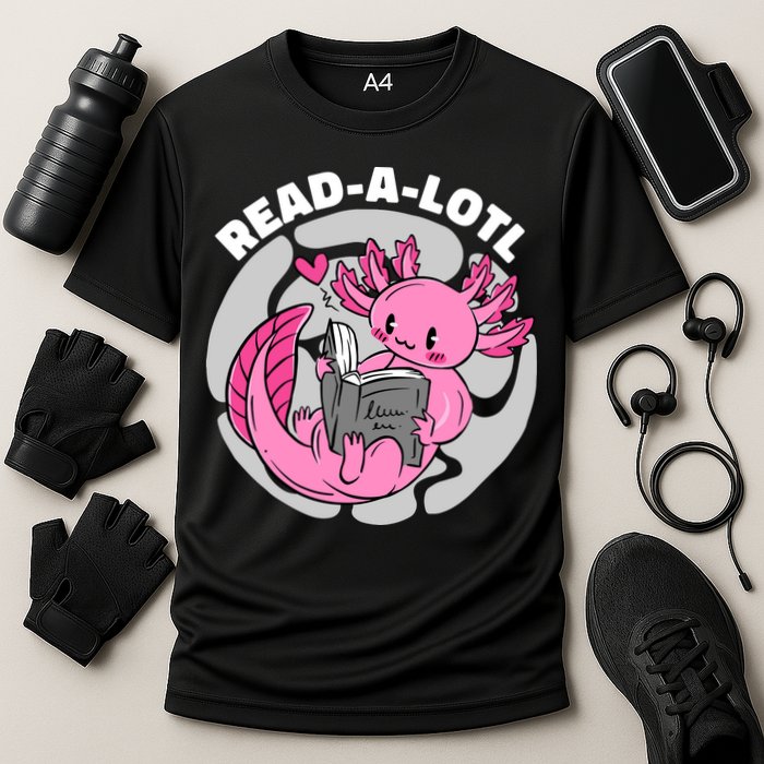 Read A Lotl Axolotl Cute Funny Reading Book Lover Performance Shirt