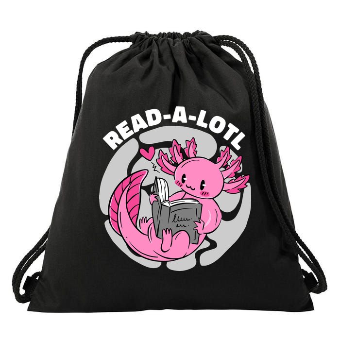 Read A Lotl Axolotl Cute Funny Reading Book Lover Drawstring Bag