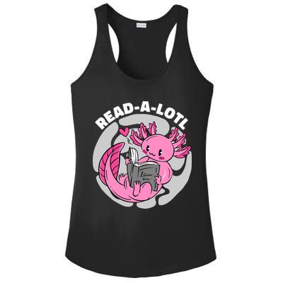 Read A Lotl Axolotl Cute Funny Reading Book Lover Ladies PosiCharge Competitor Racerback Tank