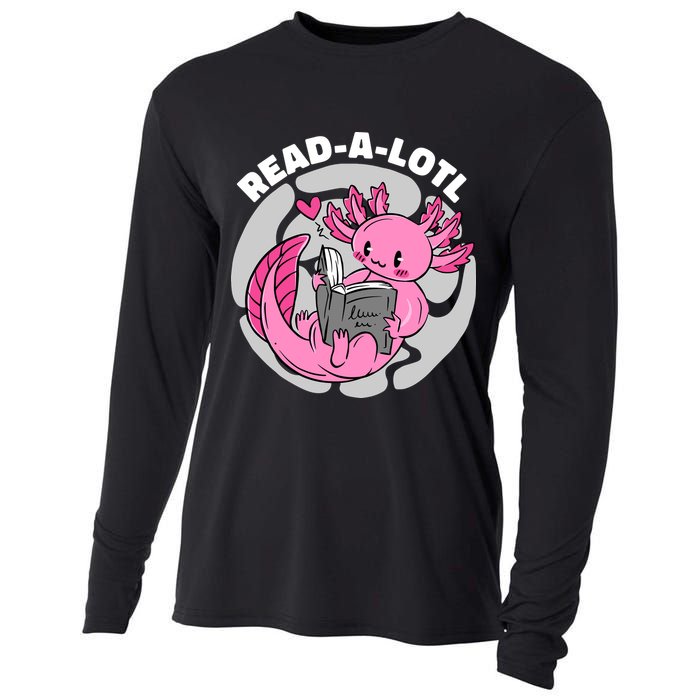Read A Lotl Axolotl Cute Funny Reading Book Lover Cooling Performance Long Sleeve Crew