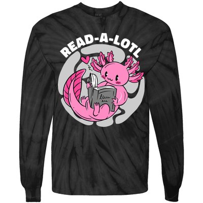 Read A Lotl Axolotl Cute Funny Reading Book Lover Tie-Dye Long Sleeve Shirt