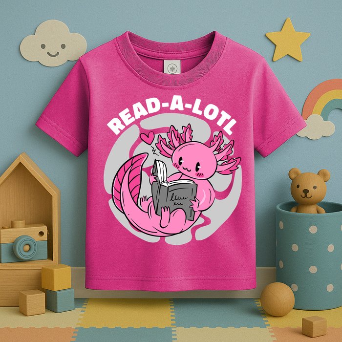 Read A Lotl Axolotl Cute Funny Reading Book Lover Toddler T-Shirt