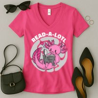 Read A Lotl Axolotl Cute Funny Reading Book Lover Women's V-Neck T-Shirt
