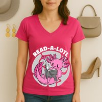 Read A Lotl Axolotl Cute Funny Reading Book Lover Women's V-Neck T-Shirt