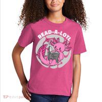 Read A Lotl Axolotl Cute Funny Reading Book Lover Kids T-Shirt