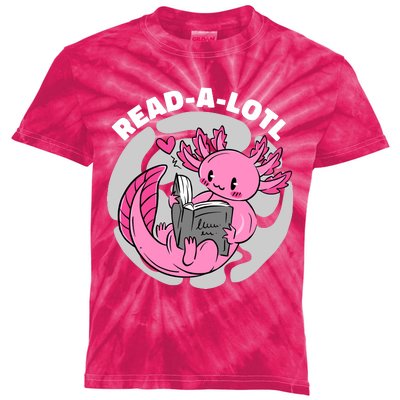 Read A Lotl Axolotl Cute Funny Reading Book Lover Kids Tie-Dye T-Shirt