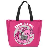 Read A Lotl Axolotl Cute Funny Reading Book Lover Zip Tote Bag