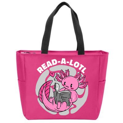 Read A Lotl Axolotl Cute Funny Reading Book Lover Zip Tote Bag