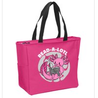 Read A Lotl Axolotl Cute Funny Reading Book Lover Zip Tote Bag