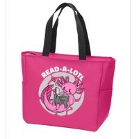 Read A Lotl Axolotl Cute Funny Reading Book Lover Zip Tote Bag