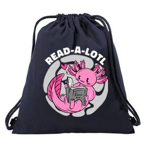 Read A Lotl Axolotl Cute Funny Reading Book Lover Drawstring Bag