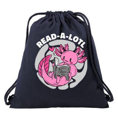 Read A Lotl Axolotl Cute Funny Reading Book Lover Drawstring Bag