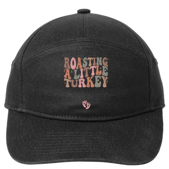 Roasting A Little Turkey Thanksgiving Pregnancy Announcement 7-Panel Snapback Hat