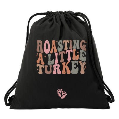 Roasting A Little Turkey Thanksgiving Pregnancy Announcement Drawstring Bag