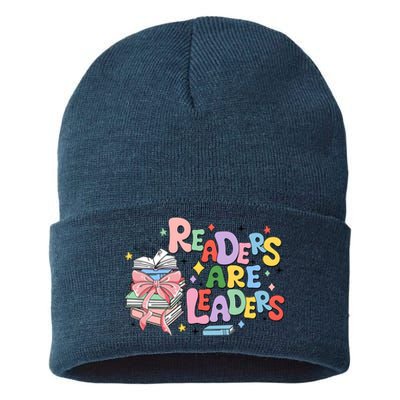 Readers Are Leaders Book Lover Bookworm Sustainable Knit Beanie