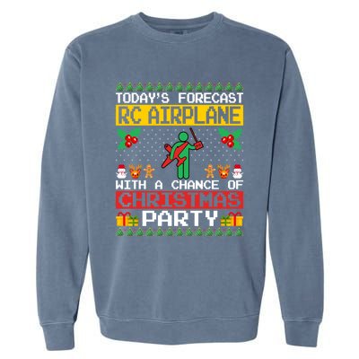 Rc Airplane Lover Christmas Party Rc Airplane Ugly Xmas Cute Gift Garment-Dyed Sweatshirt